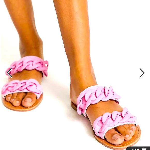 Chain Trim Double Band Summer Sandal in Pink - Picture 1 of 2